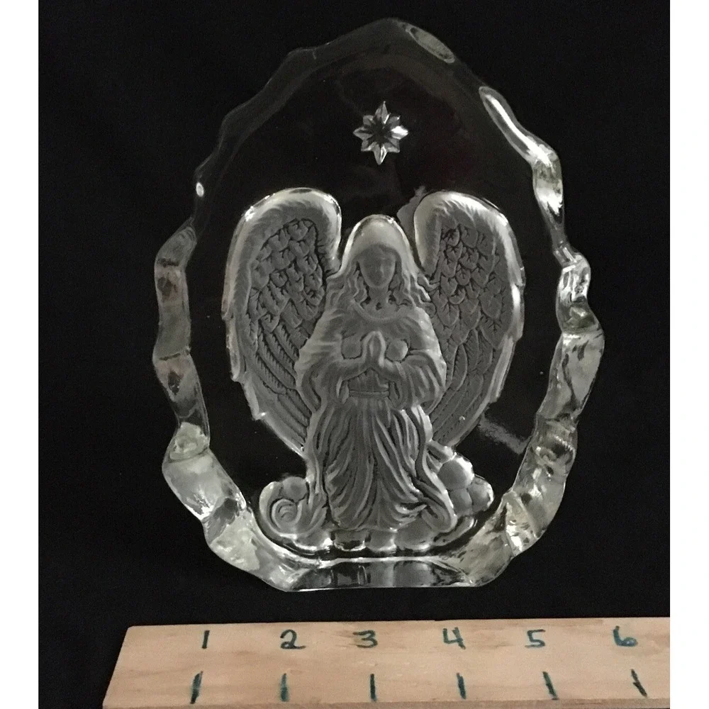 Fifth Avenue 3 Dimensional Angel Sculpture Solid Glass Christmas Spiritual Gift